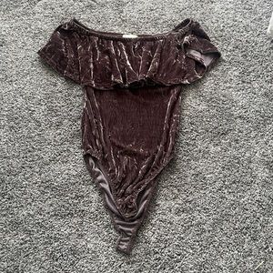 Velvet off-shoulder body suit